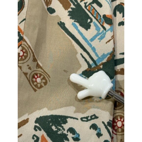 Vintage Kate Hill Size 10P Venice Italy Print Silk Blend Travel Artsy Midi Skirt - Picture 9 of 15